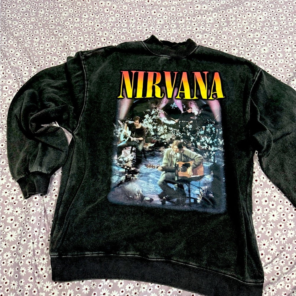 Nirvana sweatshirt acid Wash gray color
